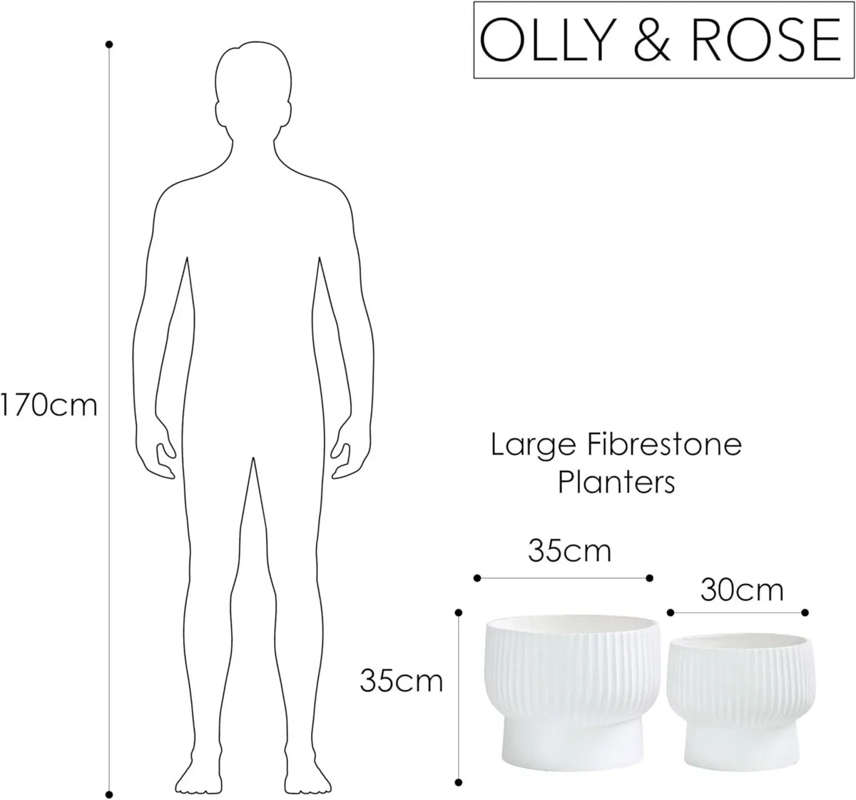 XL Fibrestone Planter Raised Bowl Set 2 35cm - Image 3