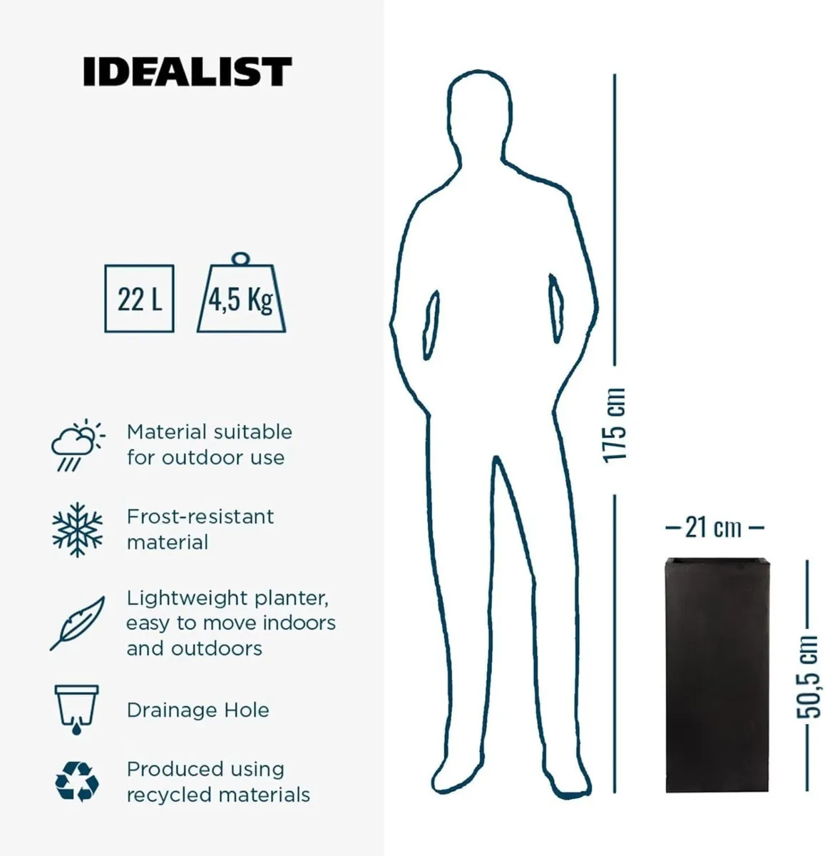 Set of 2 Small 50cm Tall Black Reinforced Stone - Image 3