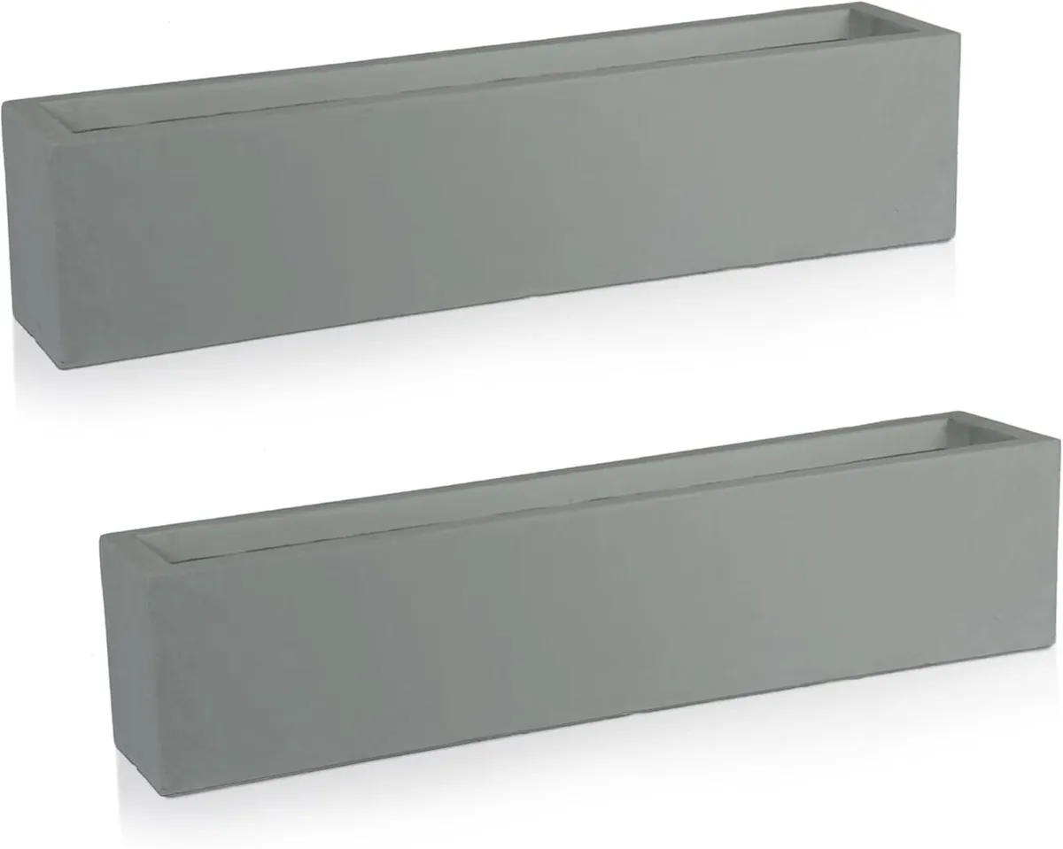 Set of 2 x 80cmPlanter Window Box Grey Reinforced - Image 1