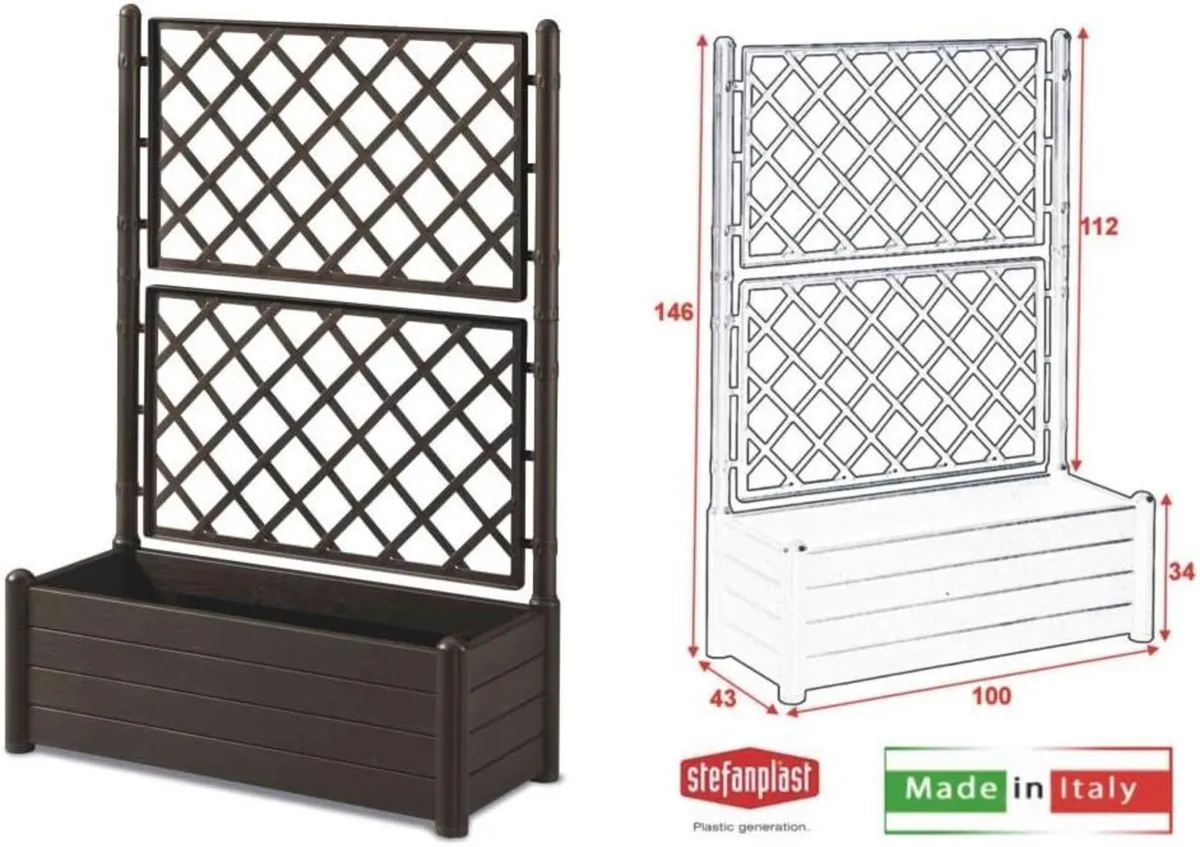HERSTERA Planter with trellis dark brown 100 x 43 - Image 2