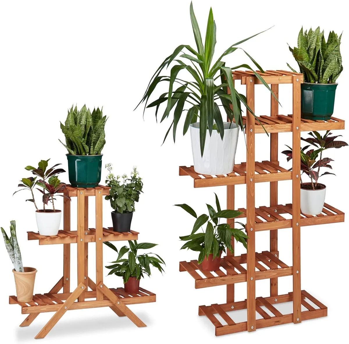 2x plant stand set flower staircase shelf tiered - Image 1