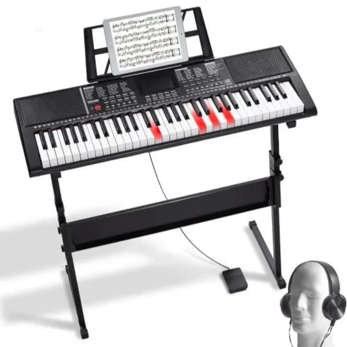 61 Key Digital Keyboard Piano, Lighted Keys, Elect - Image 1