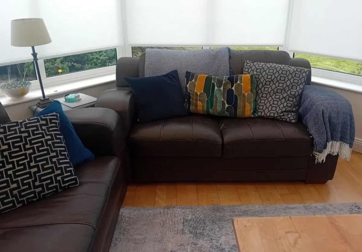 Three and Two seater leather sofa - Image 2