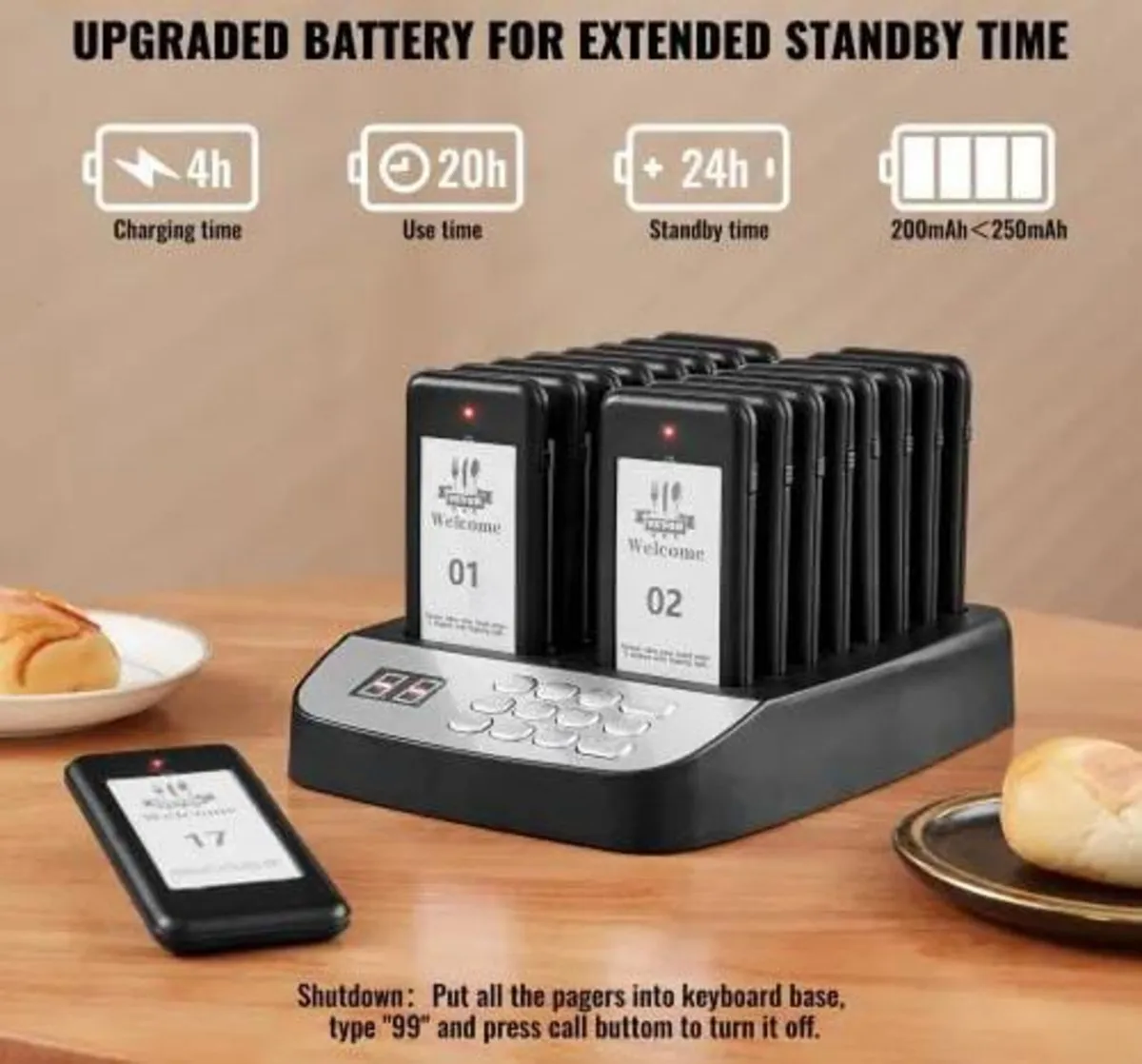 Restaurant Pager System, Wireless 500m Long Range - Image 3