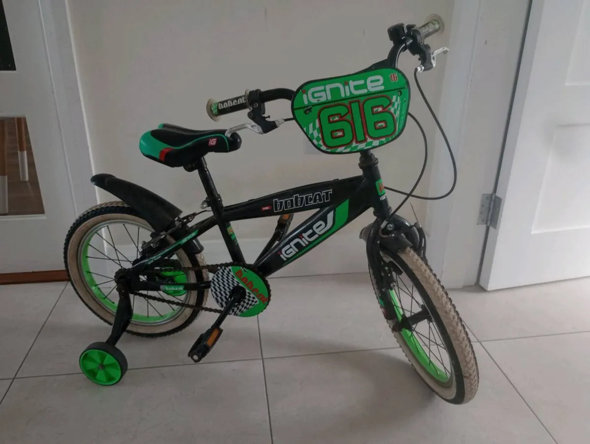 Ignite Bobcat 16" Black/Green Kids Bicycle - Image 2