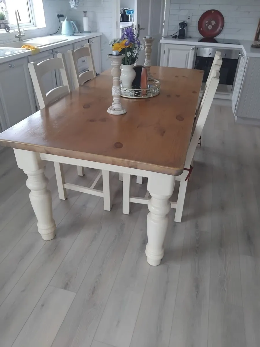 Cream Country Cottage Table & 6 Chairs - Image 1