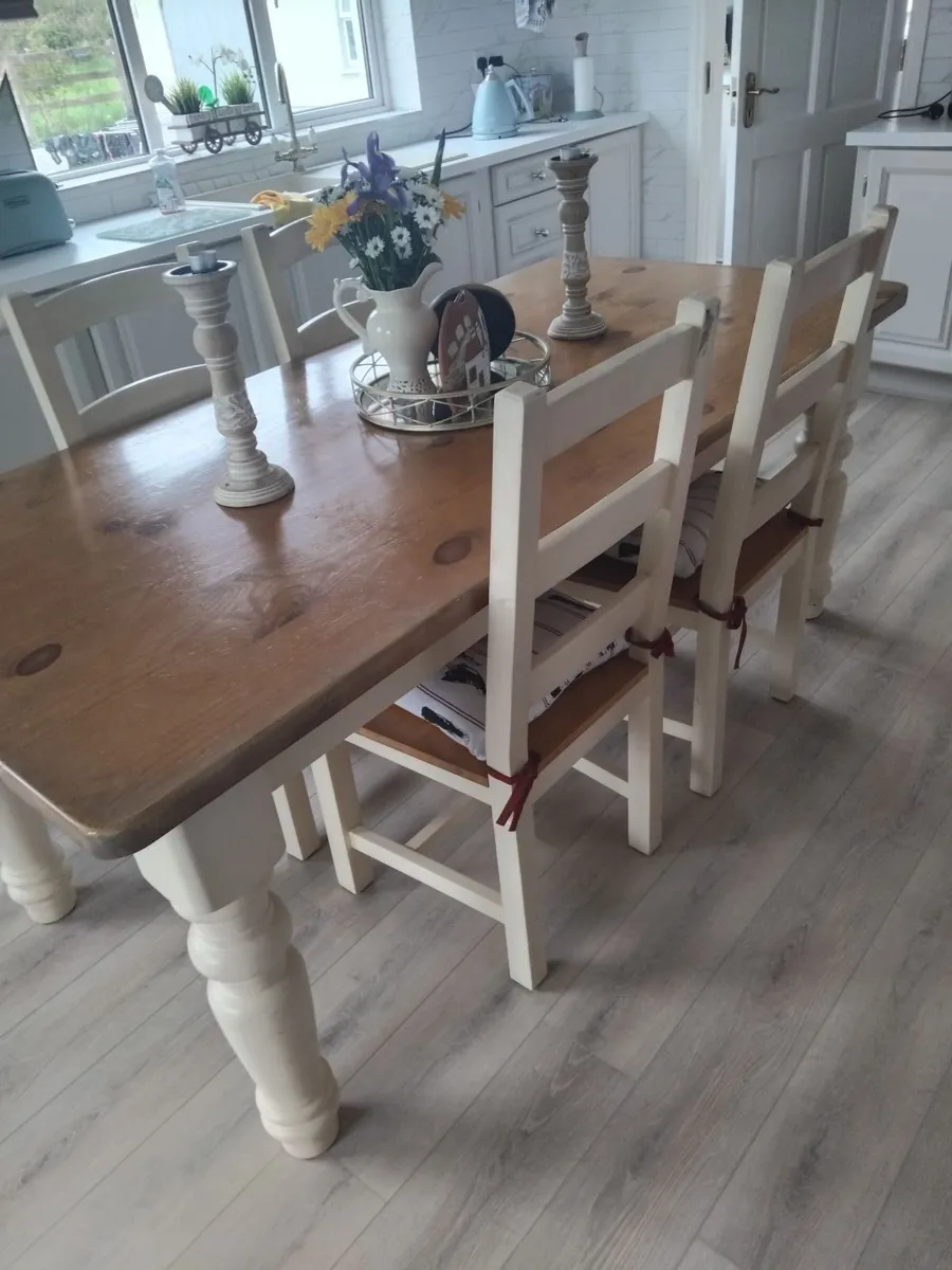 Cream Country Cottage Table & 6 Chairs - Image 2
