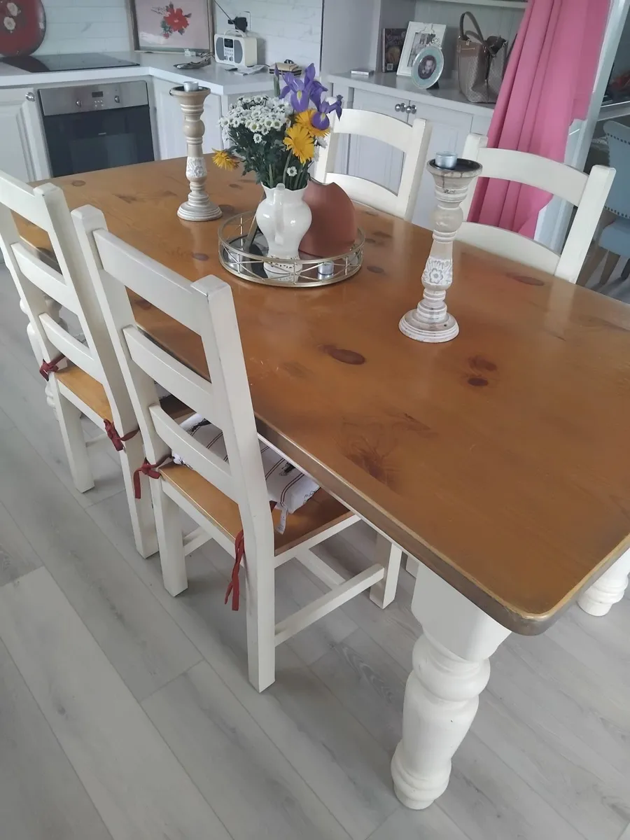 Cream Country Cottage Table & 6 Chairs - Image 3