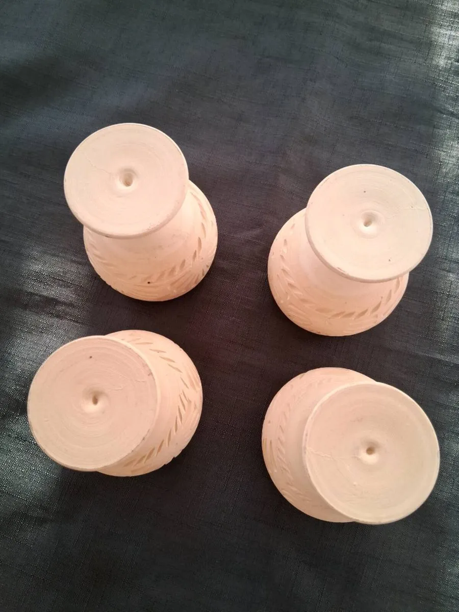 4 Pottery Clay Cups - Image 3