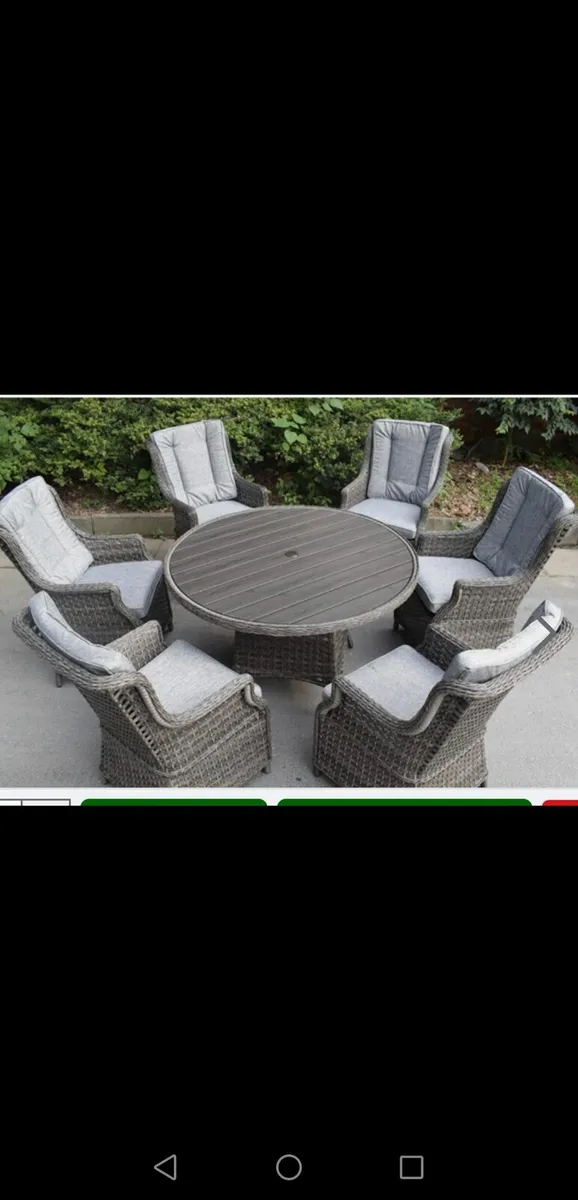 Brand New 6 Seater Dark Grey Rattan Dining Set - Image 1