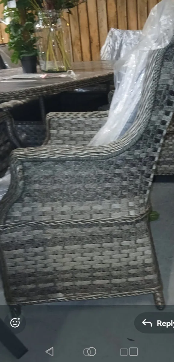 Brand New 6 Seater Dark Grey Rattan Dining Set - Image 2