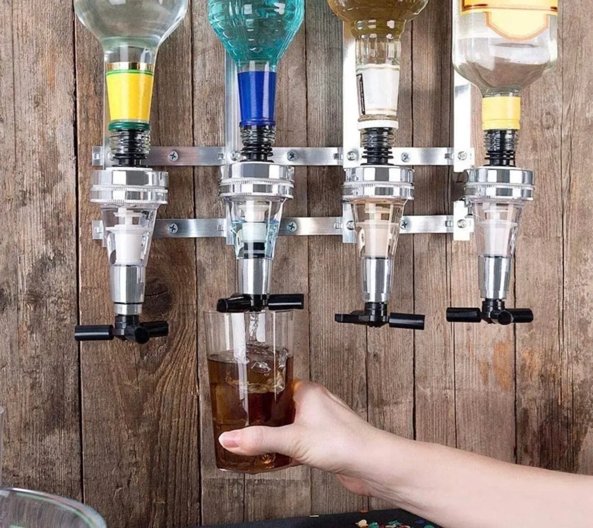 4 Bottle Wall Mounted Optic Dispenser Home Bar NEW - Image 1