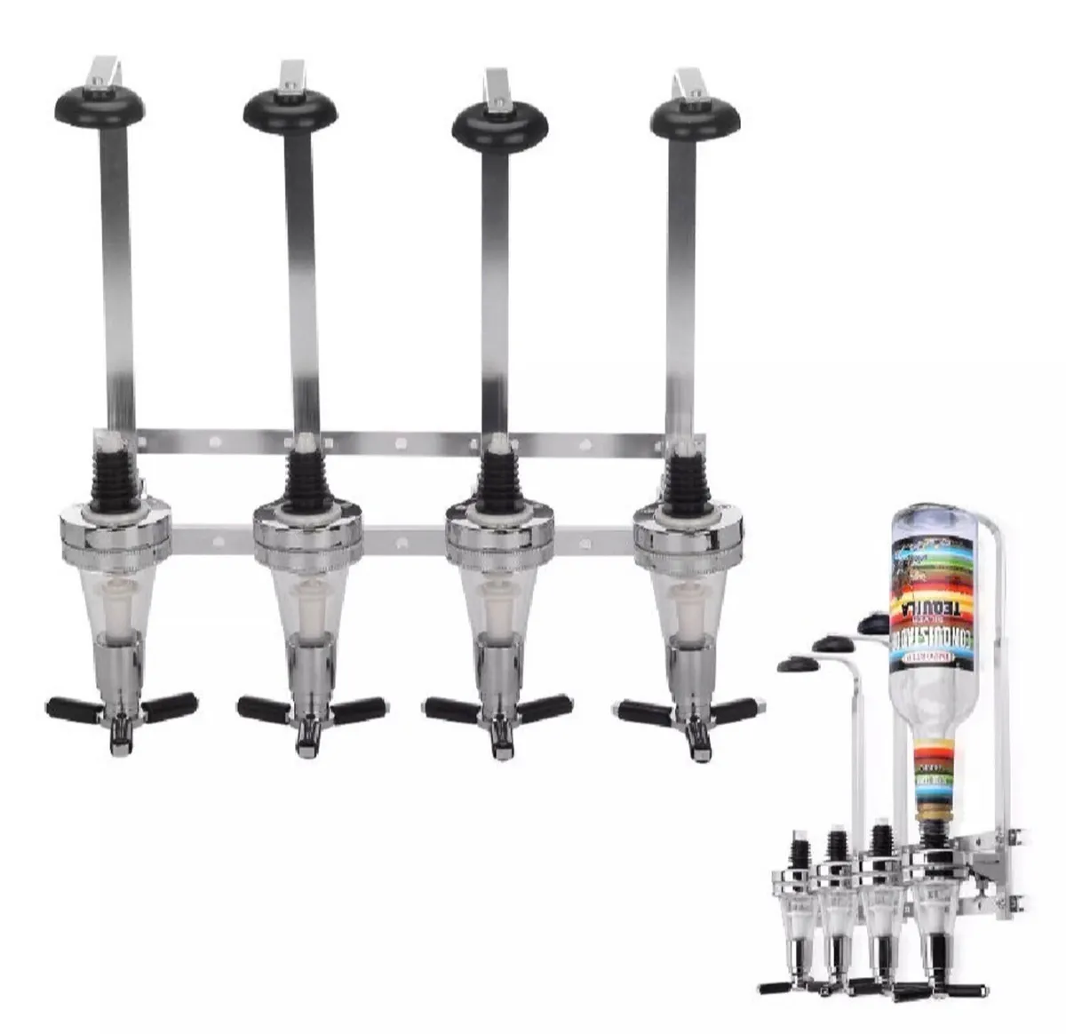 4 Bottle Wall Mounted Optic Dispenser Home Bar NEW - Image 3