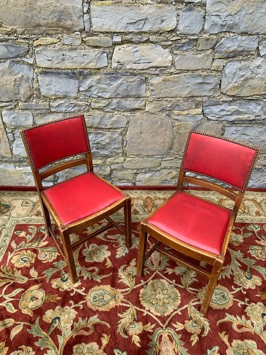 A pair of mid century leatherette kitchen chairs. - Image 2