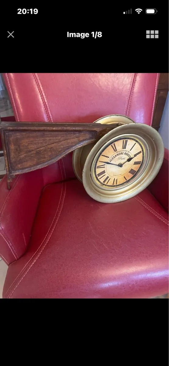 Brass Double Sided Wall Clock - Image 1