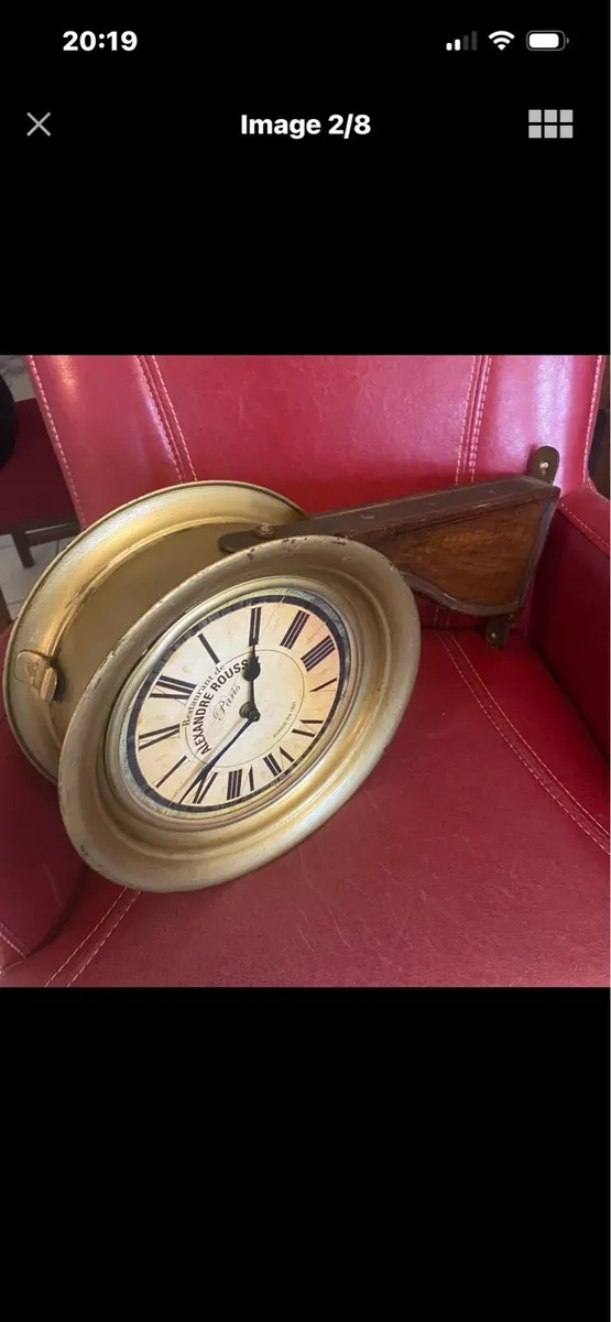 Brass Double Sided Wall Clock - Image 2