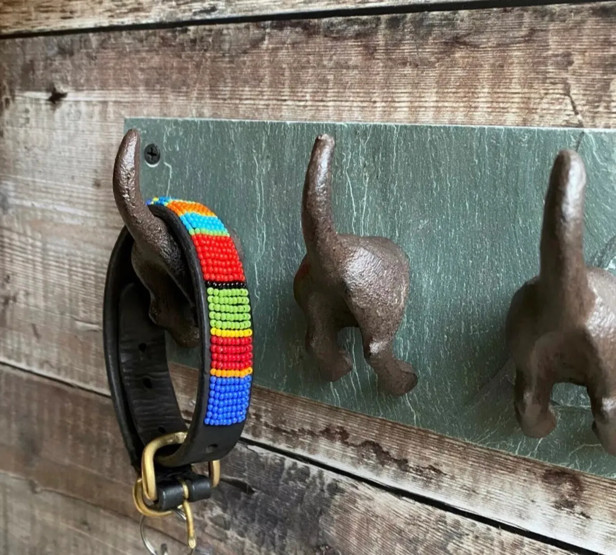 NEW 4 Dog Tails Coat Hooks Cast Iron & Slate - Image 2