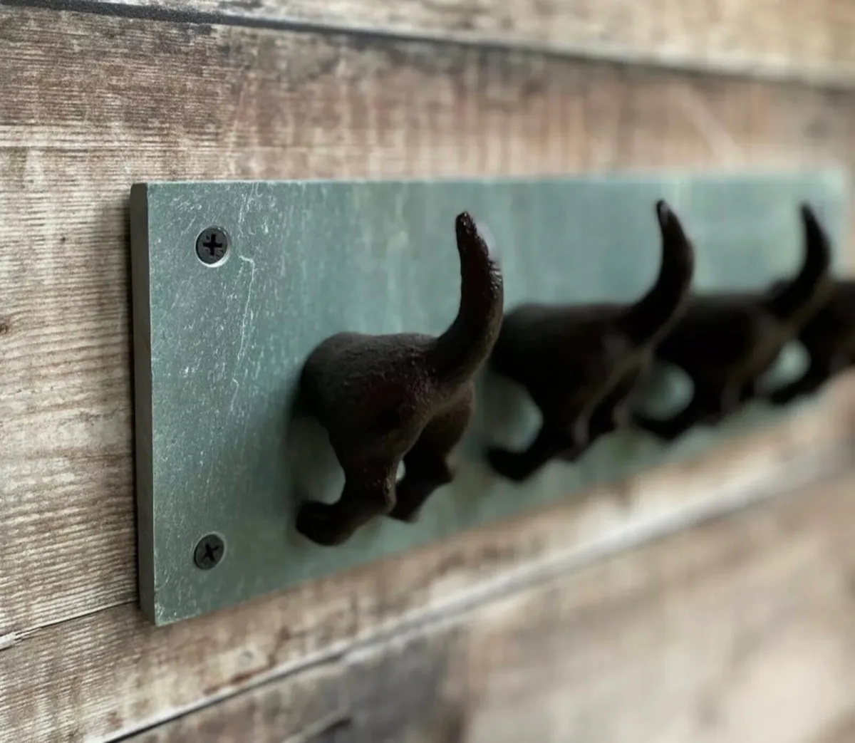 NEW 4 Dog Tails Coat Hooks Cast Iron & Slate - Image 3