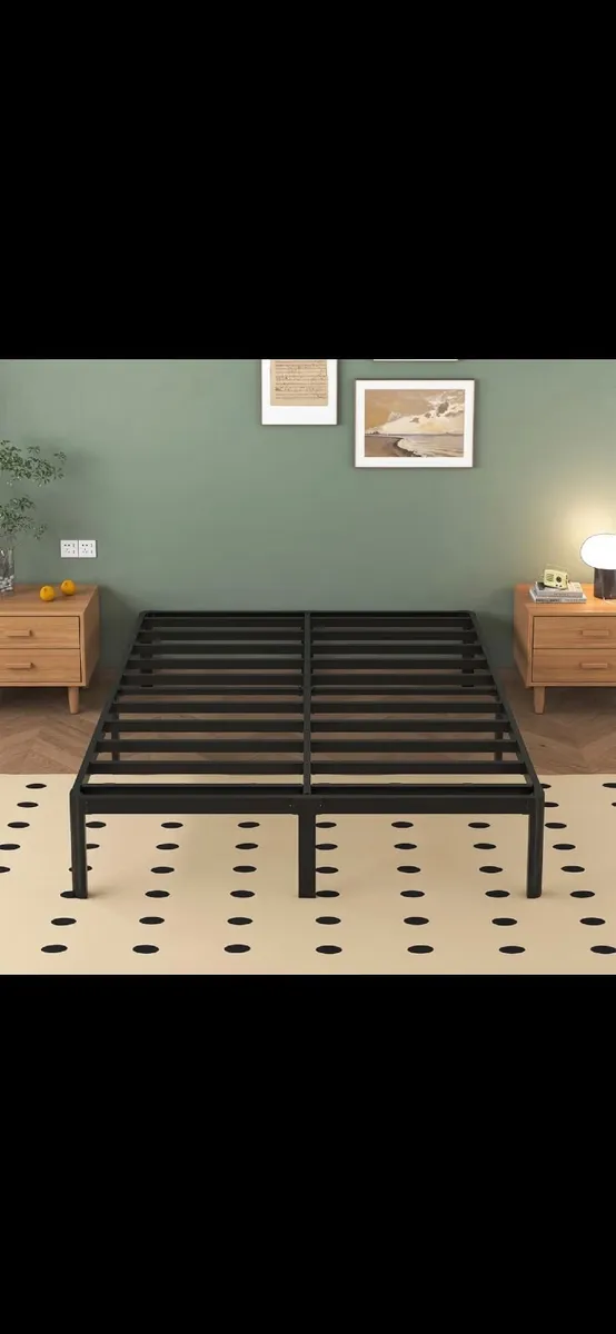 Super King Metal Bed, Black - Image 1