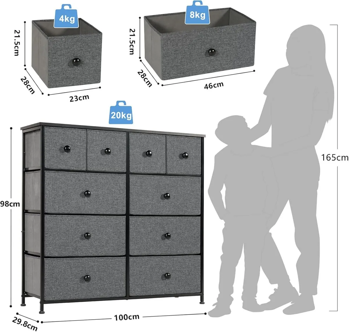 Chest of Drawers with 10 Bedroom Storage Drawer - Image 3