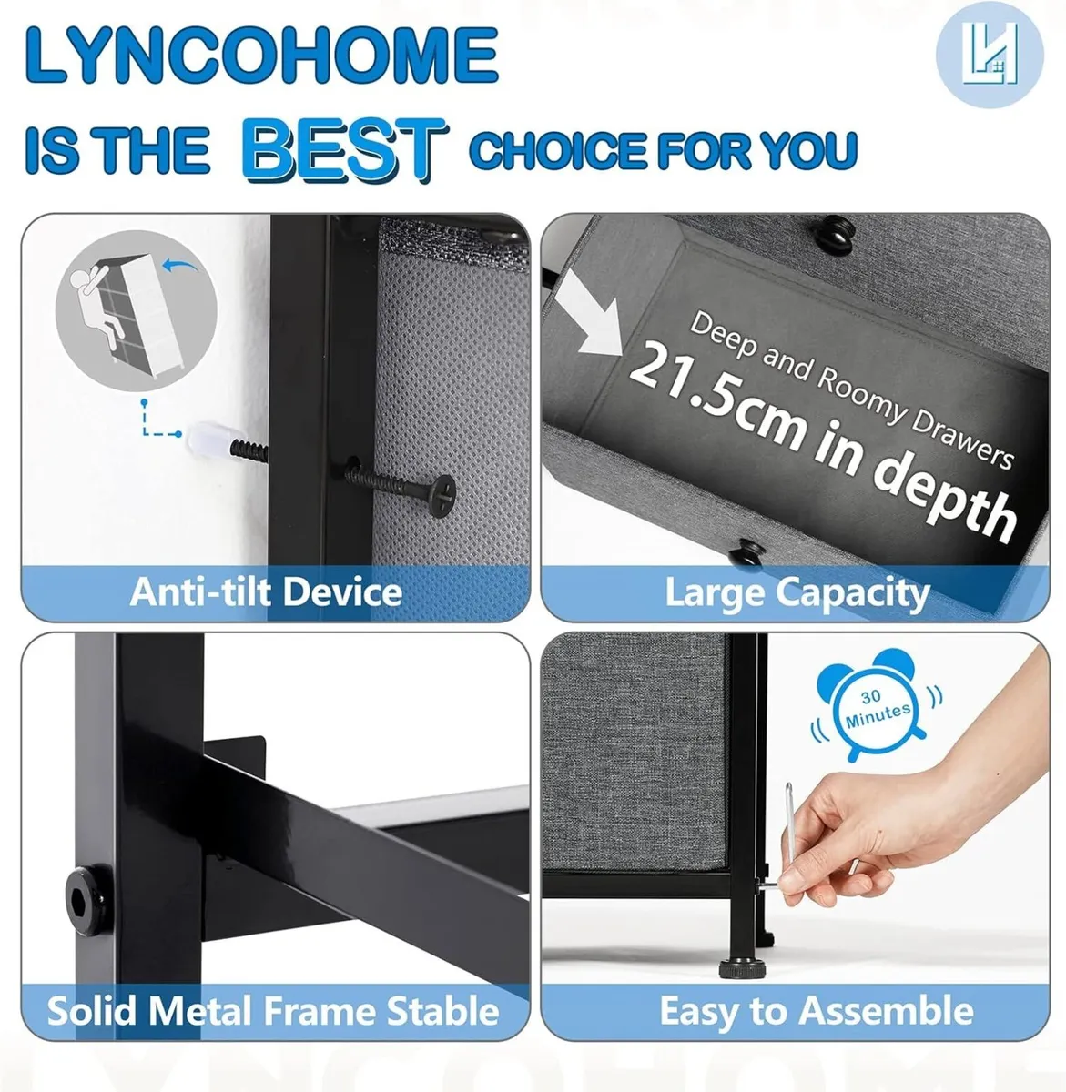 Chest of Drawers with 10 Bedroom Storage Drawer - Image 4