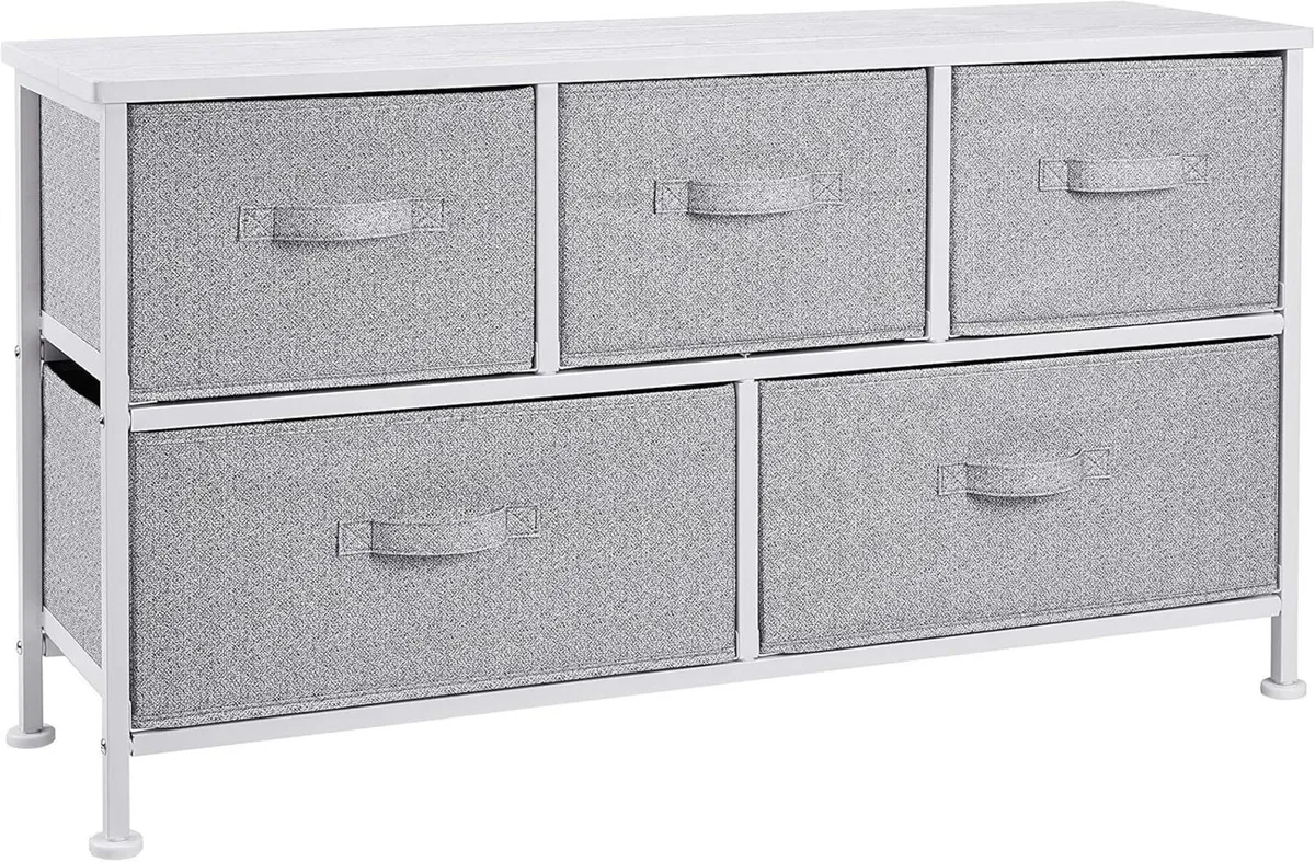 Extra Wide Fabric 5-Drawer Storage Organizer Unit - Image 1