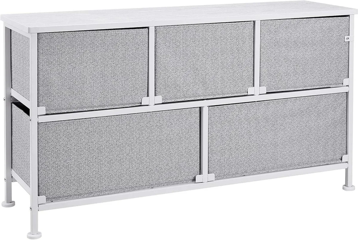 Extra Wide Fabric 5-Drawer Storage Organizer Unit - Image 4