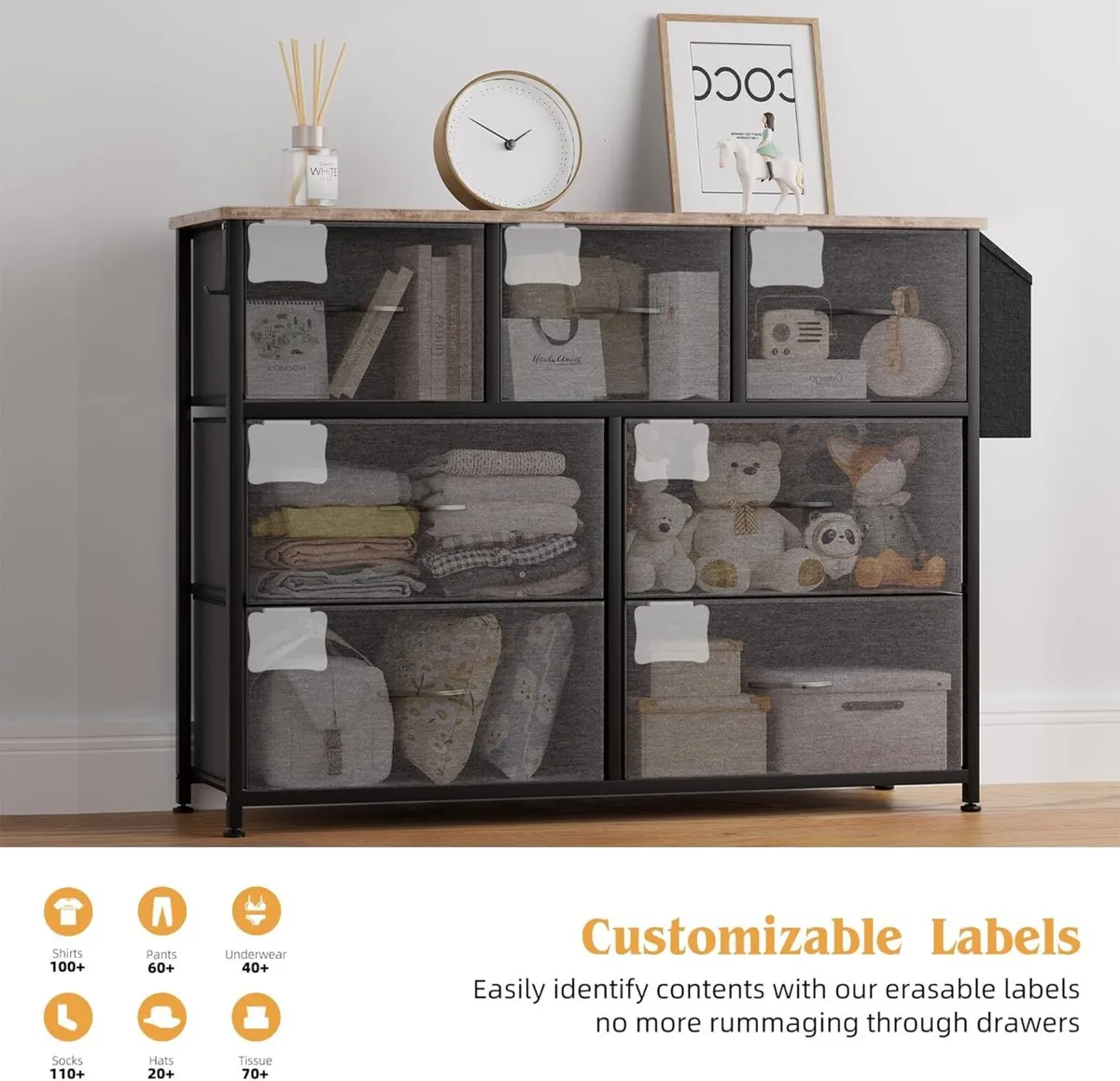 Fabric Chest of Drawers - Canvas Storage Unit - Image 4