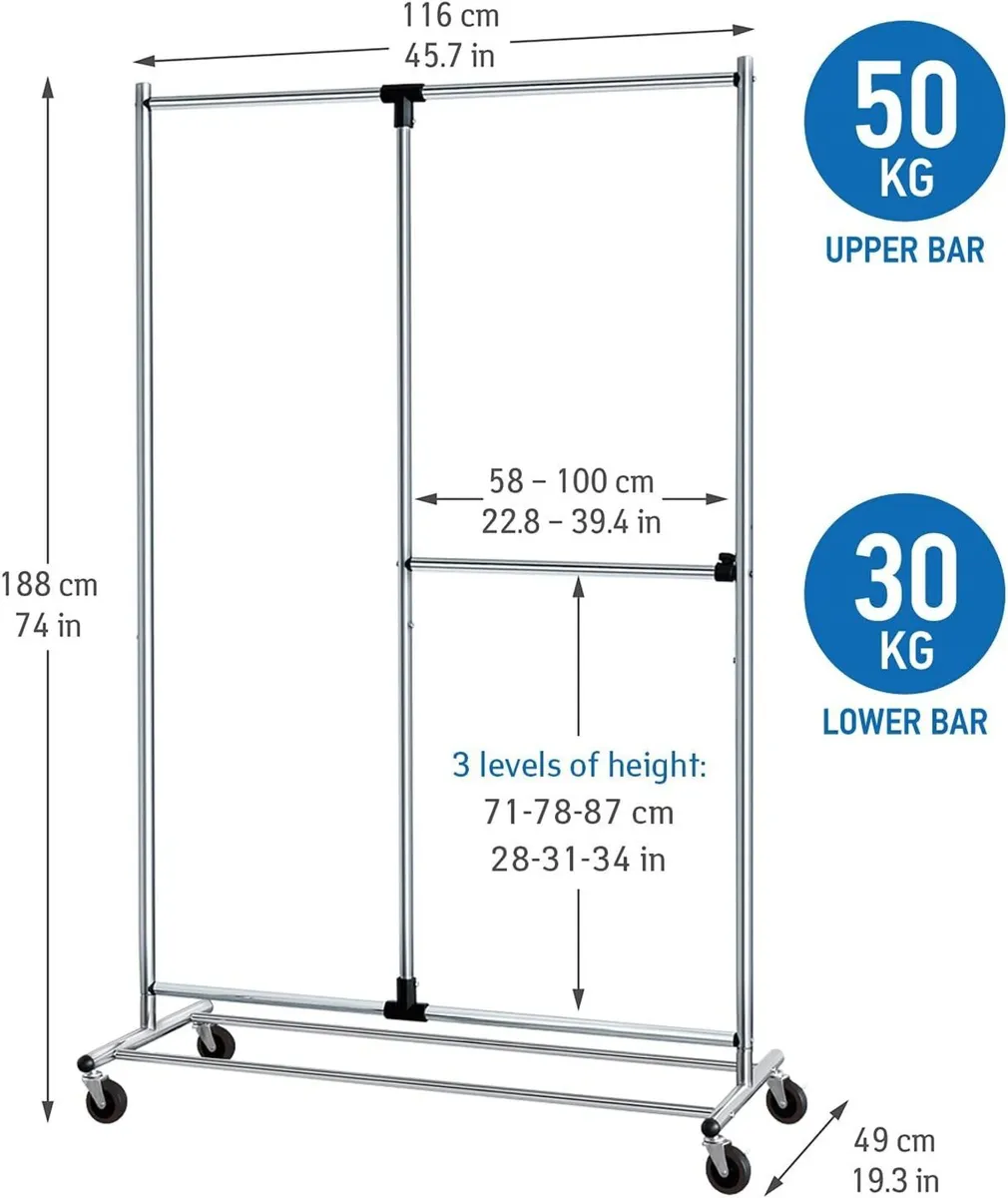 Marvel Heavy Duty Clothes Rail Mobile Wardrobe - Image 3