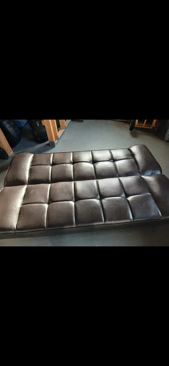 Sofa bed. Brown leather - Image 2