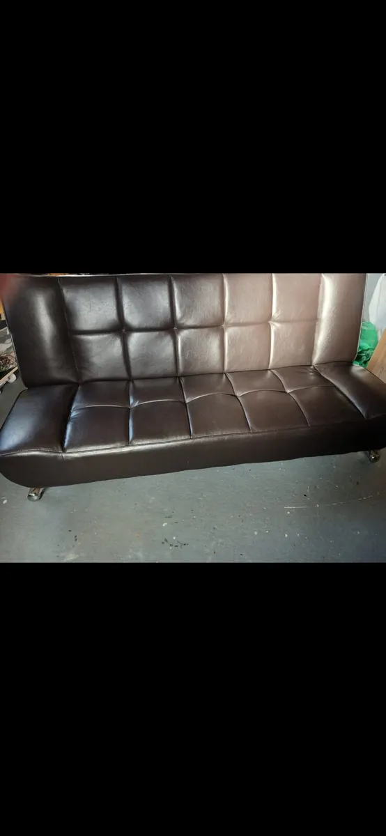 Sofa bed. Brown leather - Image 1