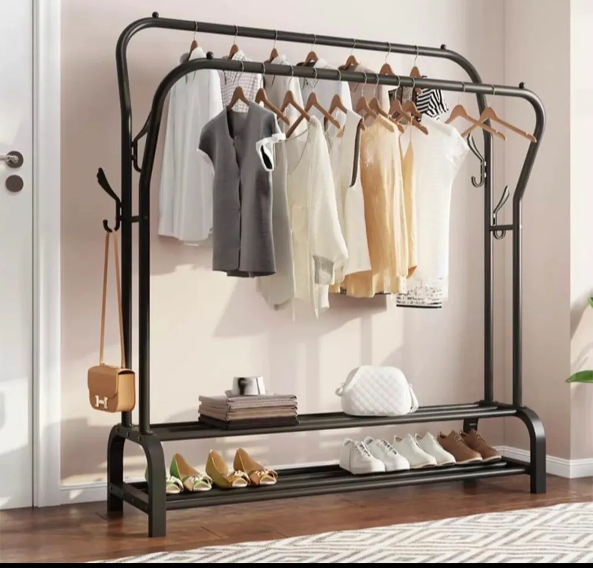 NEW Double Rail Clothes Garment Rack & Shelves - Image 3