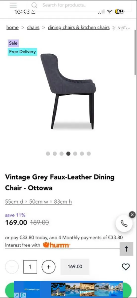 Dining chairs grey faux leather - Image 2