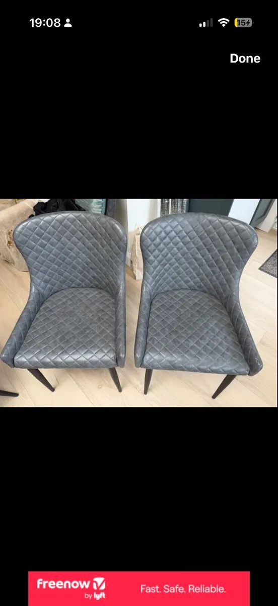 Dining chairs grey faux leather - Image 3