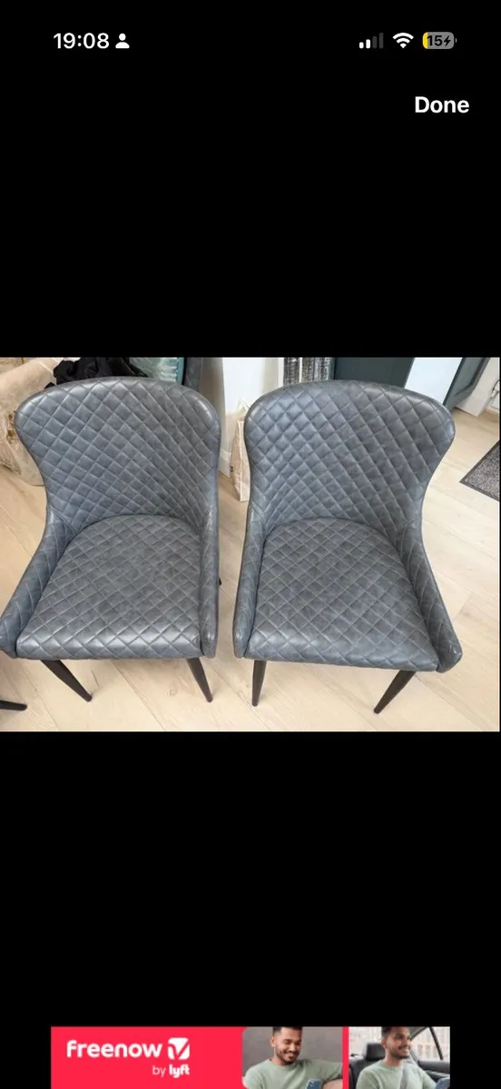 Dining chairs grey faux leather - Image 4