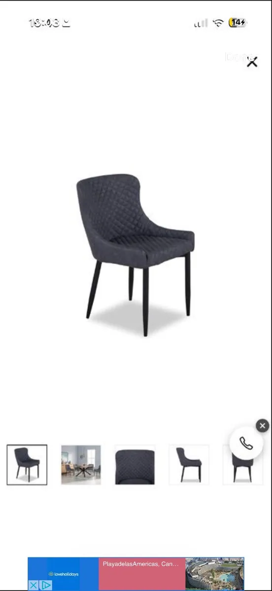 Dining chairs grey faux leather - Image 1