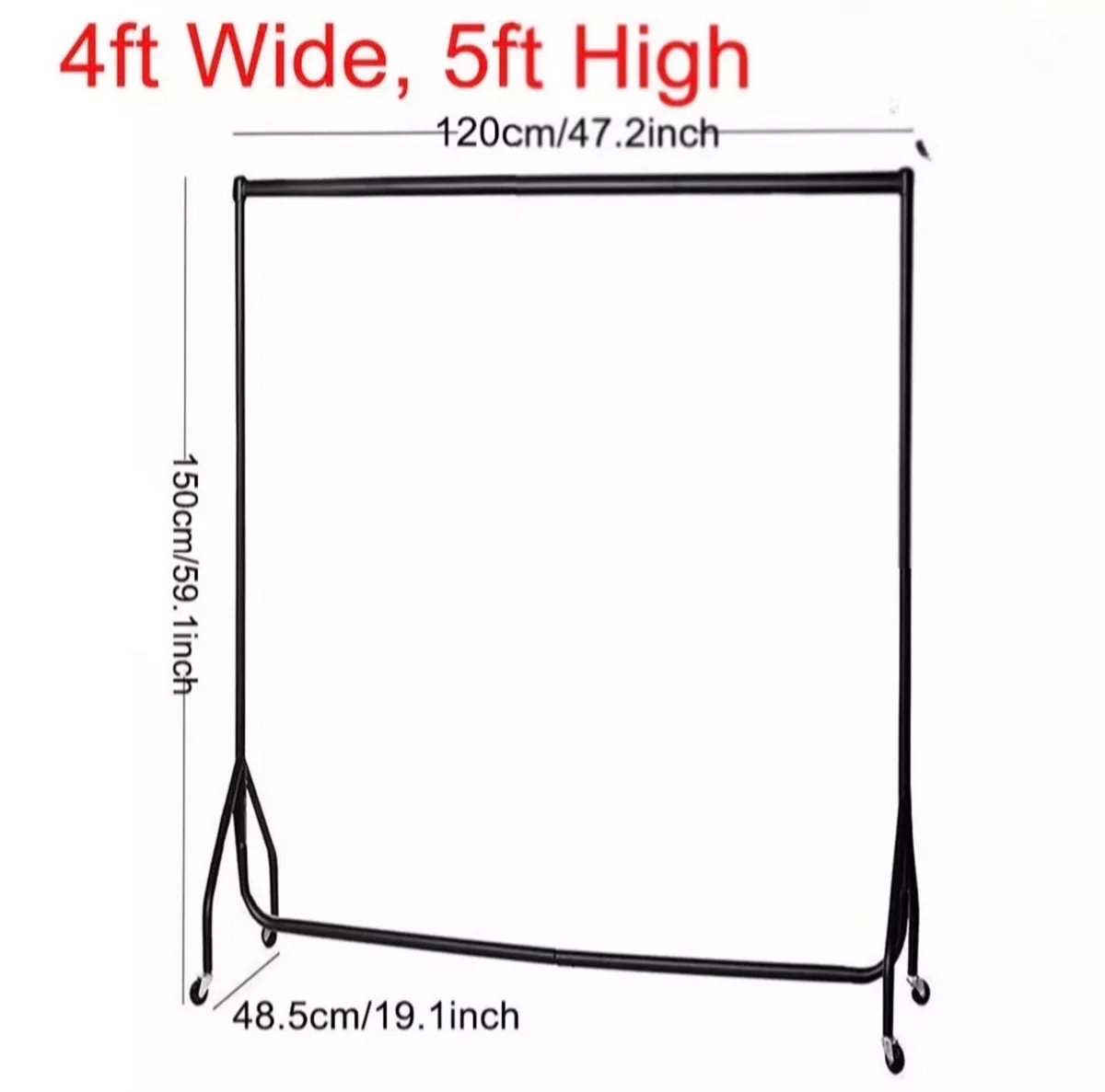 4ft Wide Clothes Rail Home or Retail Heavy Duty - Image 1