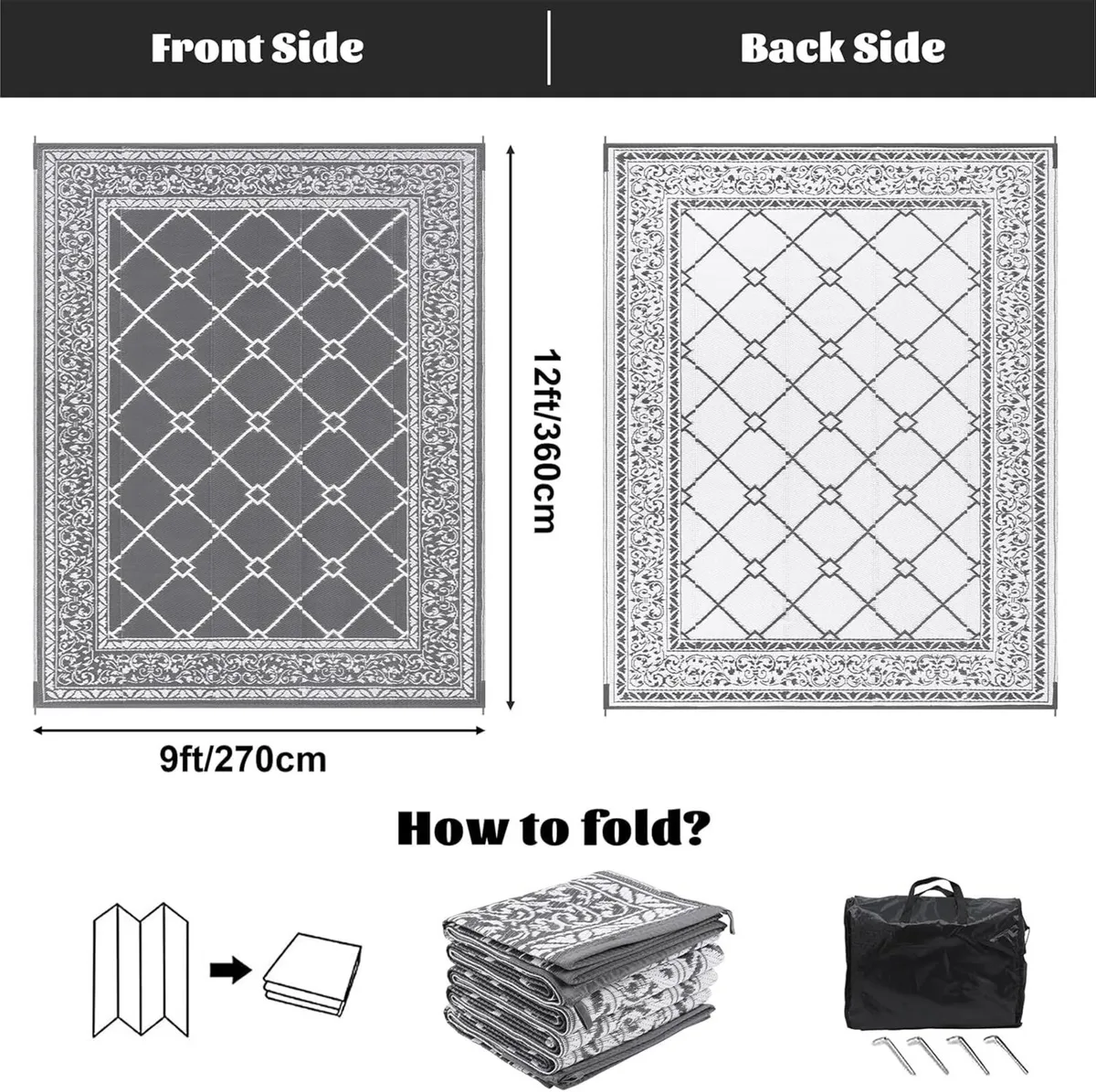 Outdoor Rugs for Garden Waterproof 270 x 360 cm - Image 2