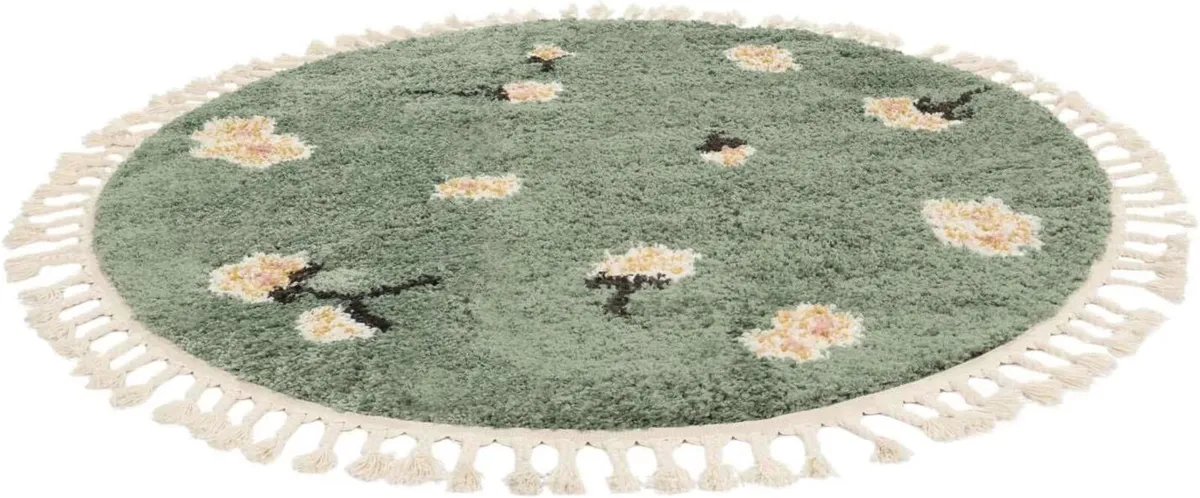 Linnea Kids Rug Shaggy/Handloom Ø 3′3″ ft (Ø 100 - Image 2