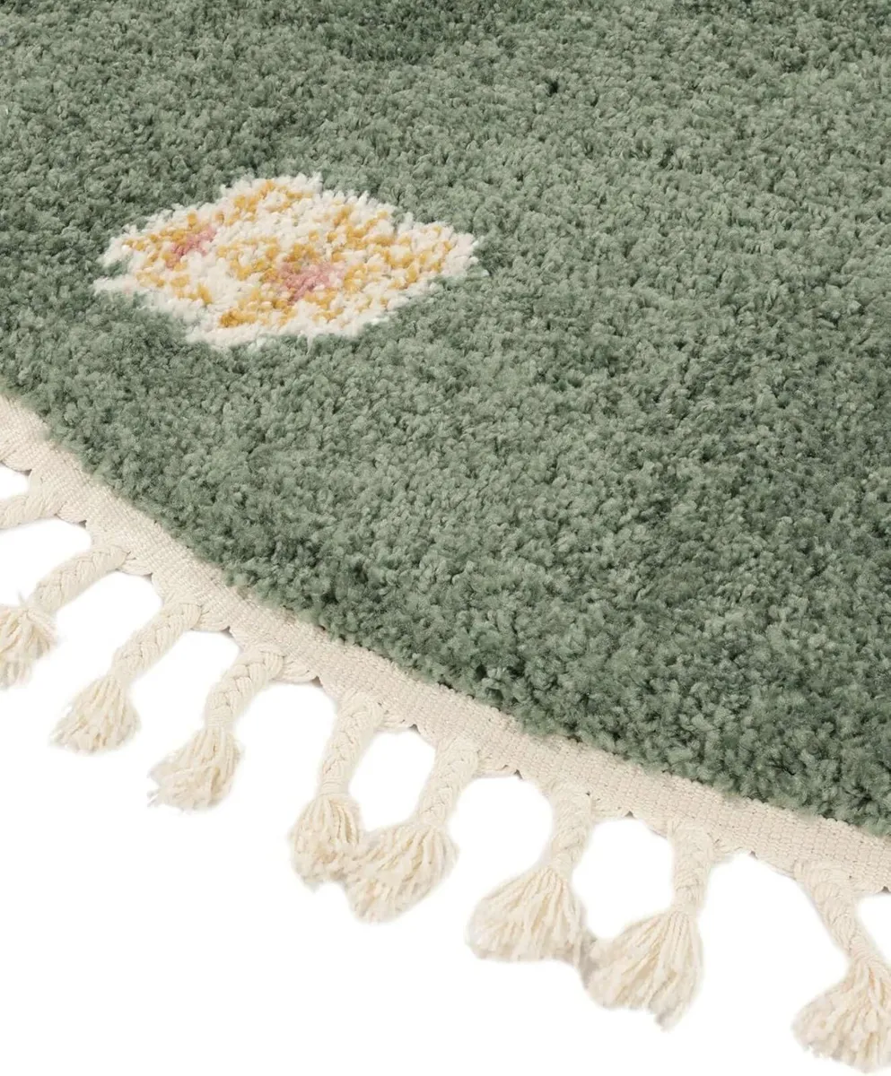 Linnea Kids Rug Shaggy/Handloom Ø 3′3″ ft (Ø 100 - Image 3