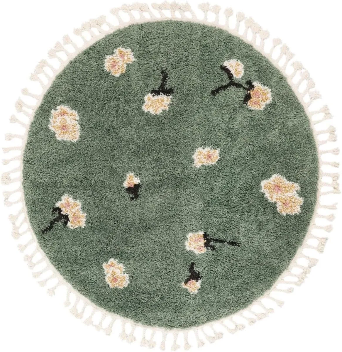Linnea Kids Rug Shaggy/Handloom Ø 3′3″ ft (Ø 100 - Image 1