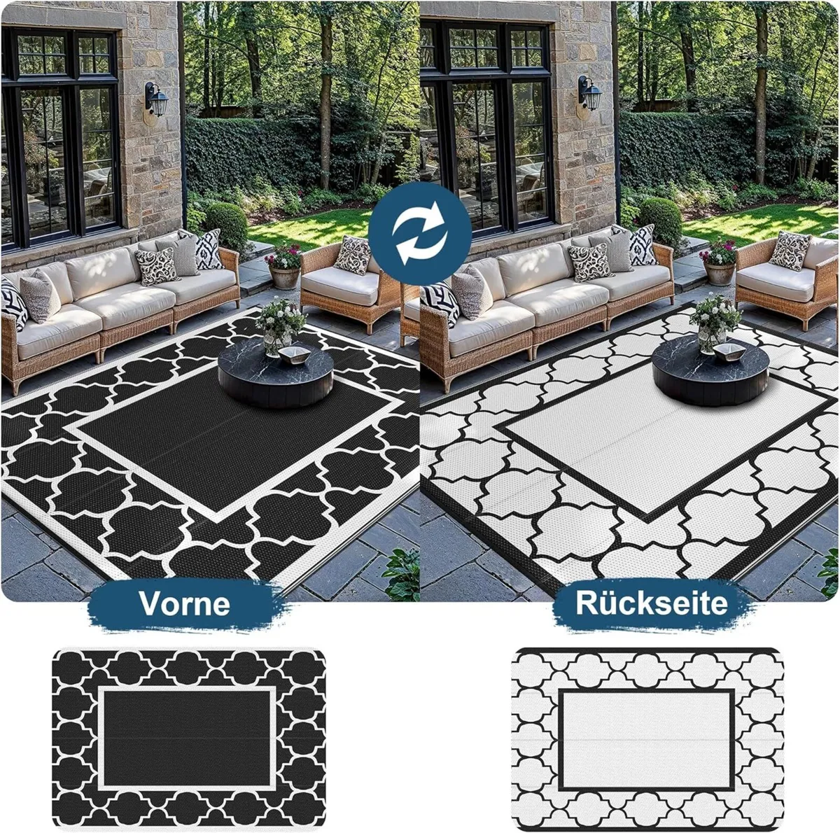 Outdoor Rug Garden Rugs Waterproof Reversible - Image 2