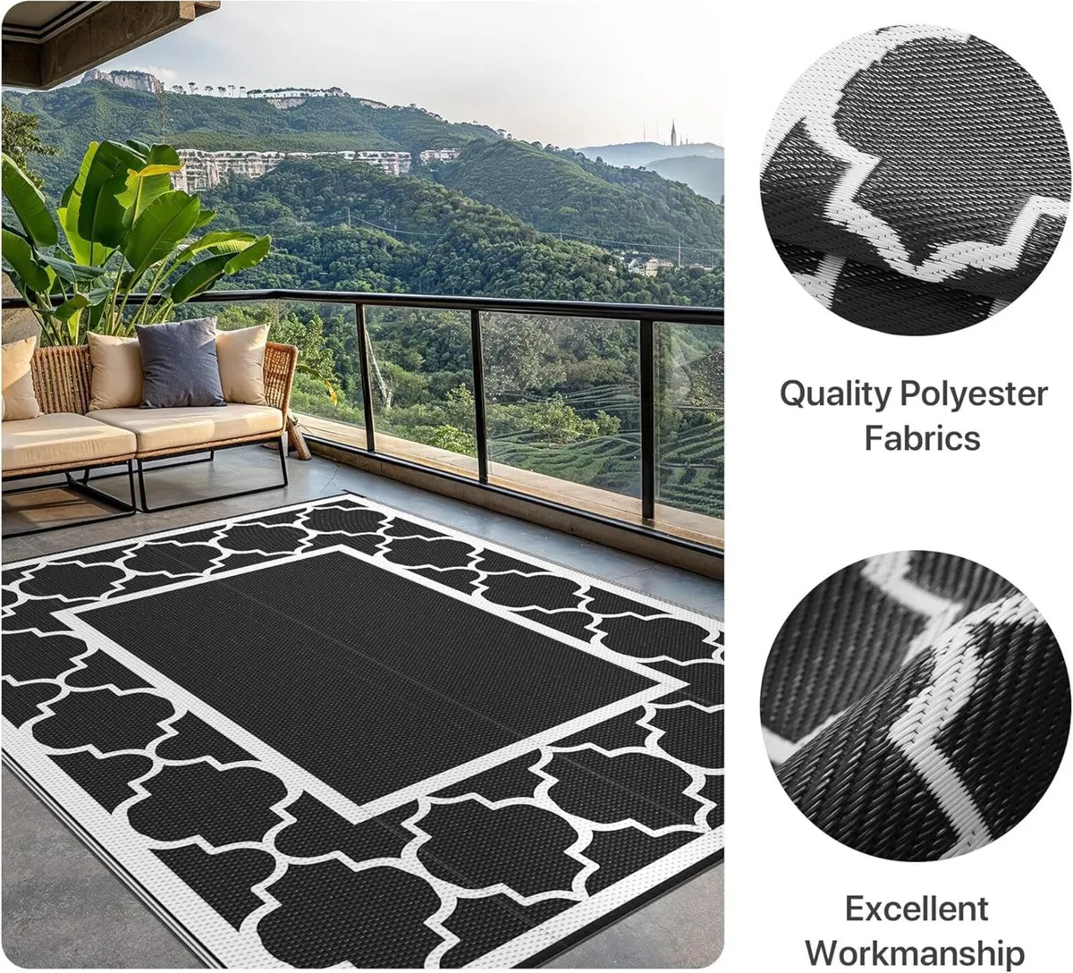 Outdoor Rug Garden Rugs Waterproof Reversible - Image 3