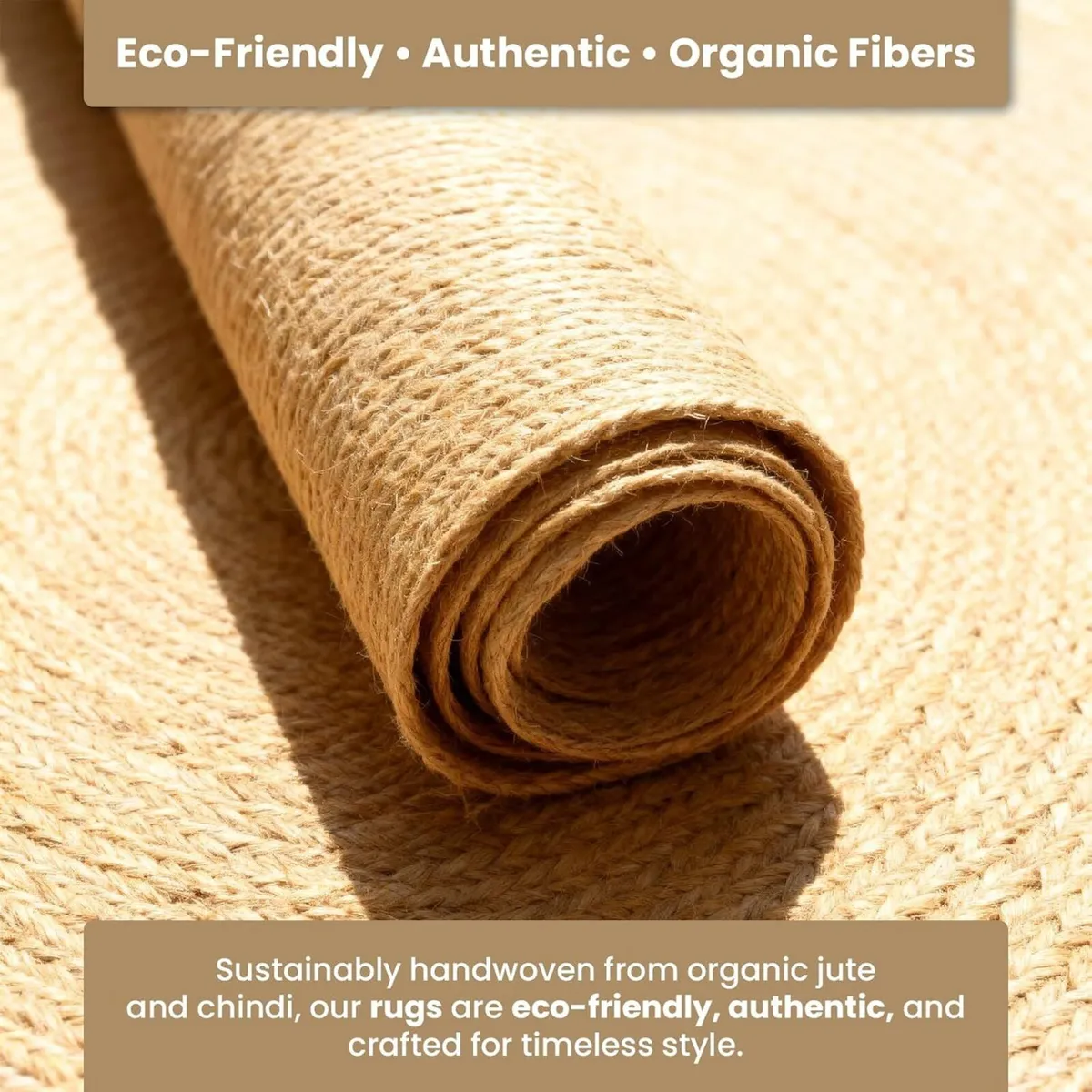 5ft Round Jute Rug Natural Handwoven Braided - Image 3