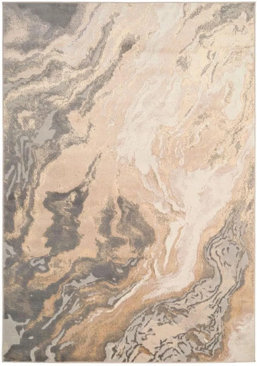 Large Modern Gold Metallic Marble Area Rug Plush - Image 1