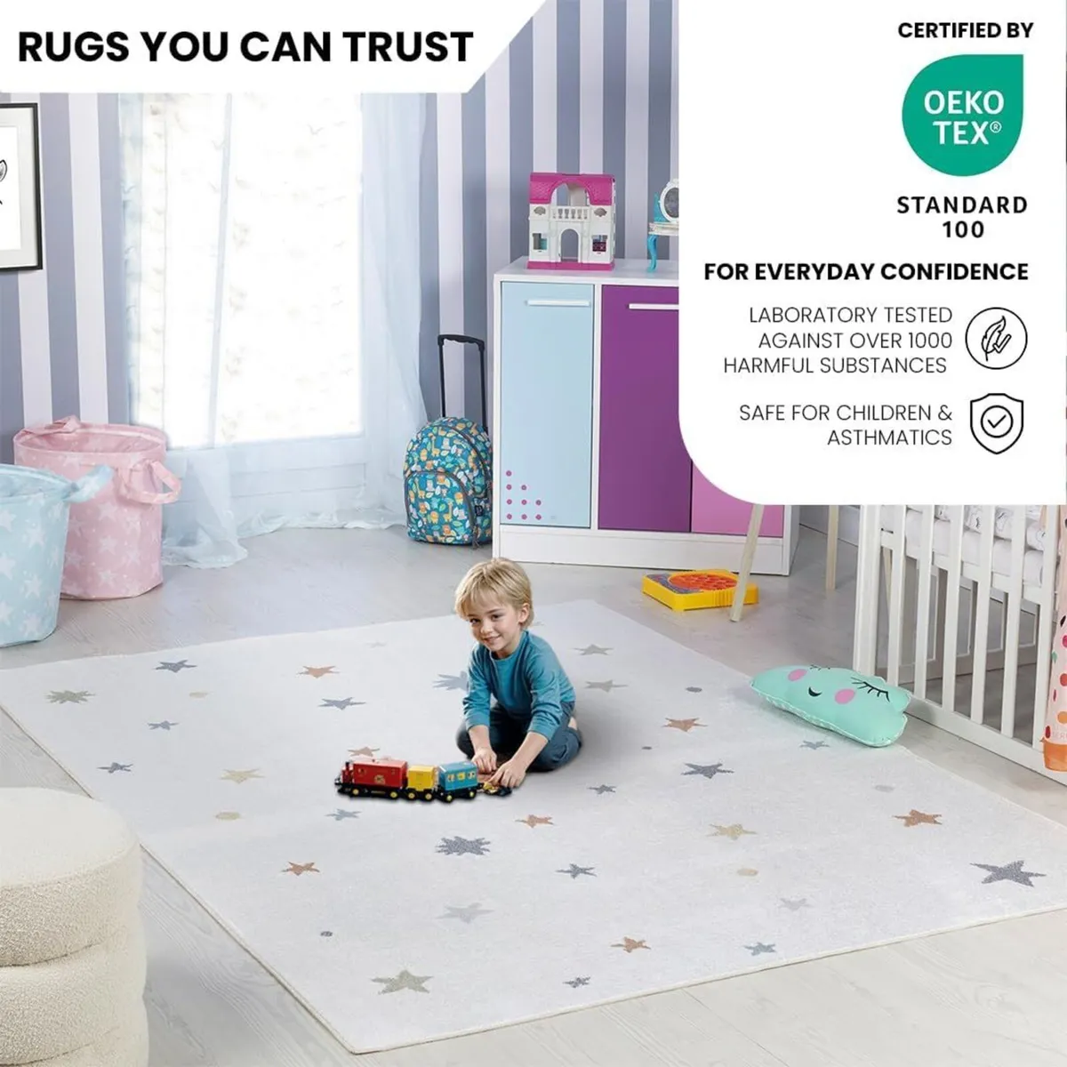 Stella Stars Washable Kids Rug - Childrens Rugs - Image 3