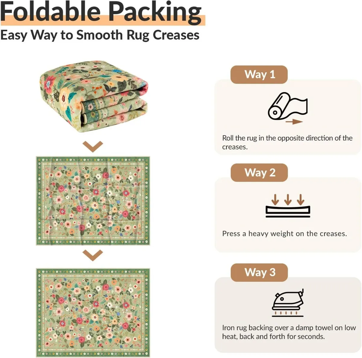 Machine Washable Rug 150x210 cm Non-Slip Low Pile - Image 4