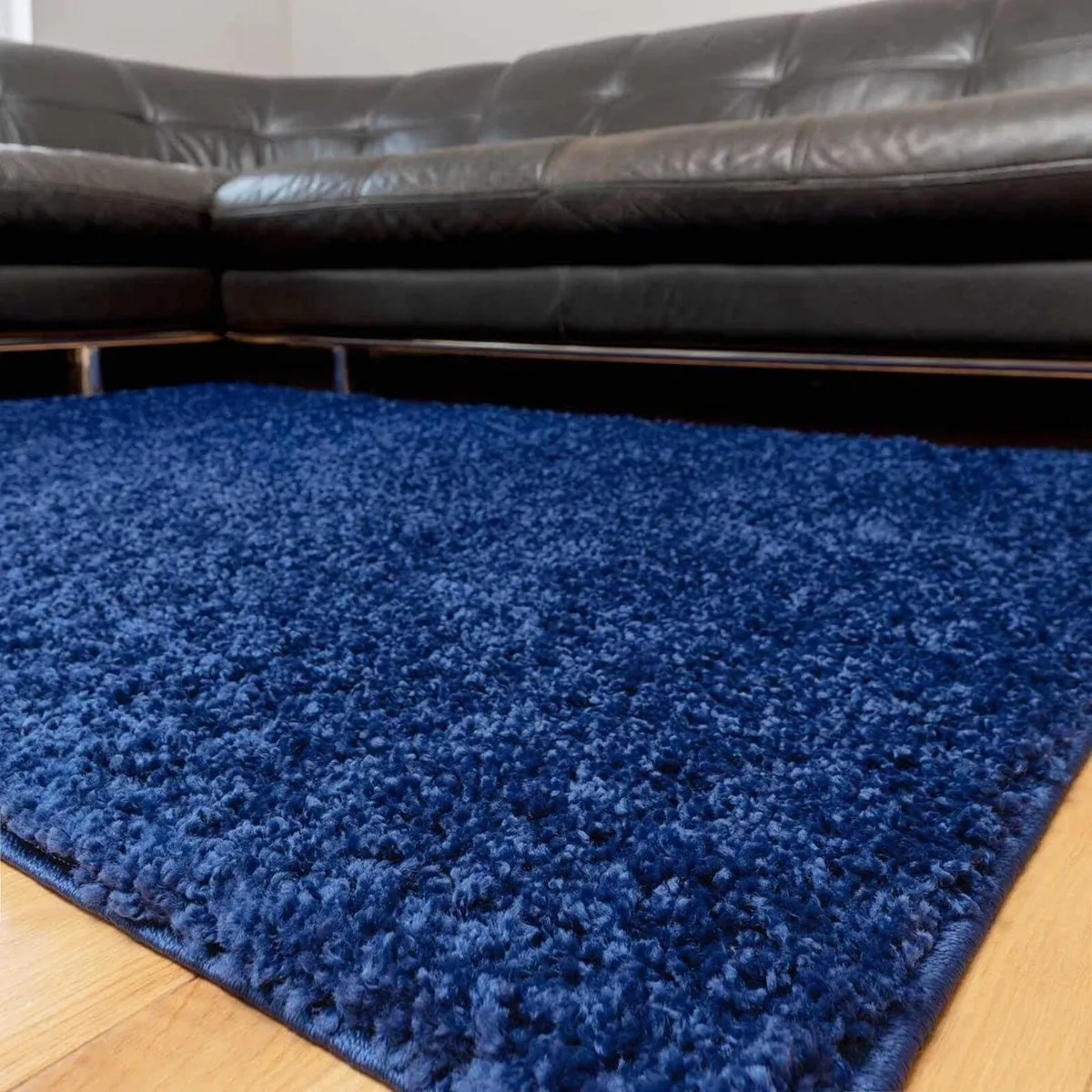 Large Plush Navy Blue Soft Pile Shaggy Shag Area - Image 2