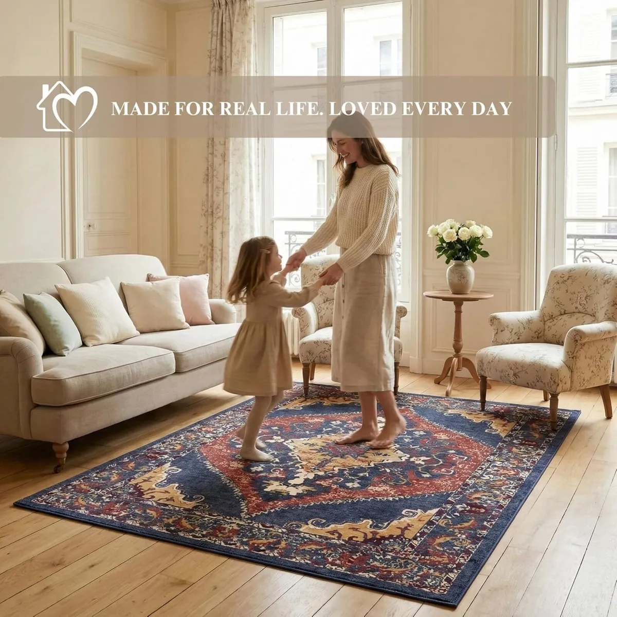 Machine Washable Rug 160x230cm Non-Slip Backing - Image 3