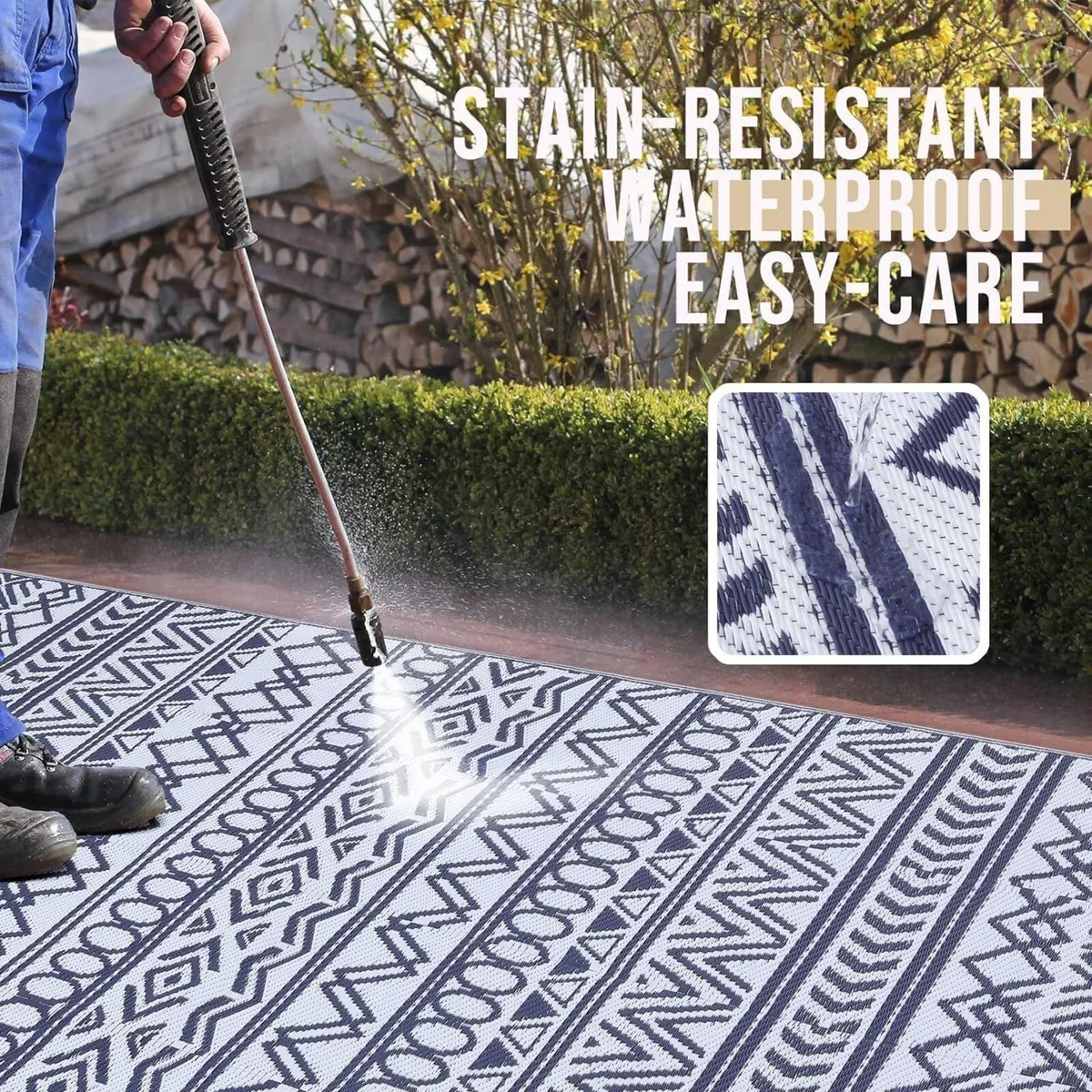 Large Outdoor Rug for Patios Waterproof Anti-slip - Image 2